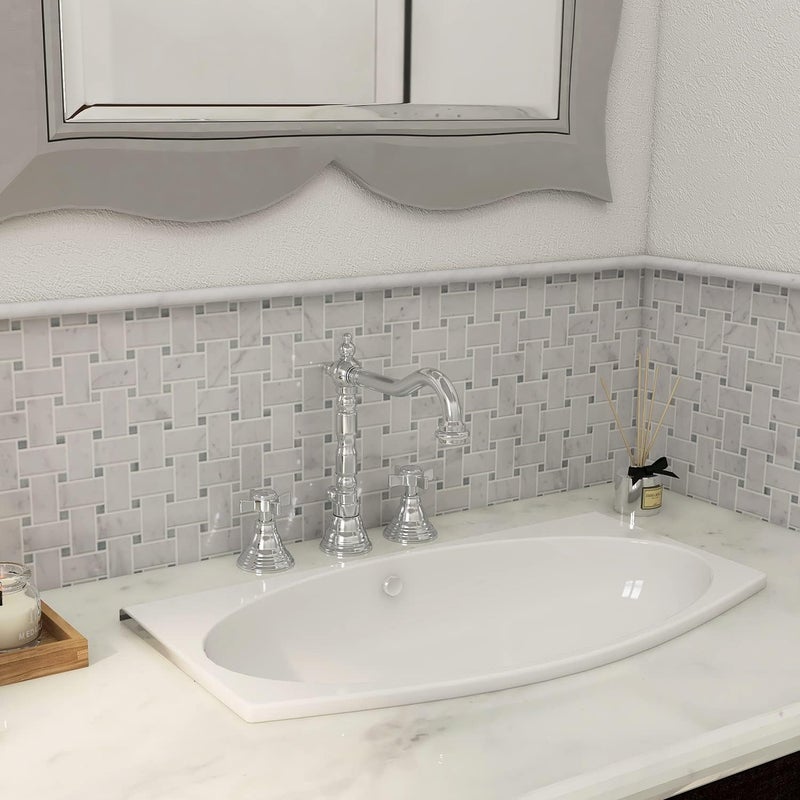 Lovdeco Carrara White 1/2" X 12" Marble Pencil Liner Tile, Edge Trim Molding for Shower and Backsplash, Bullnose Tile Trim Polished, 10 Pcs/Box - Image 3